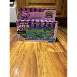 1994 LITTLEST PET SHOP Jump N Splash Frogs with Lily Pond *missing Bottle*